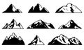 Mountain silhouette set. Rocky mountains icon or logo collection. Vector illustration. Royalty Free Stock Photo